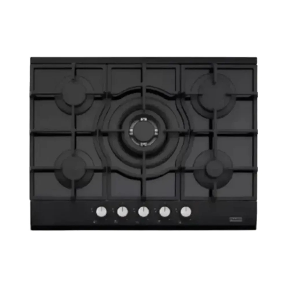 Plaque à Gaz 70 cm Noir Mat, 5 Brûleurs dont Triple Couronne, Grilles Fonte Infinity