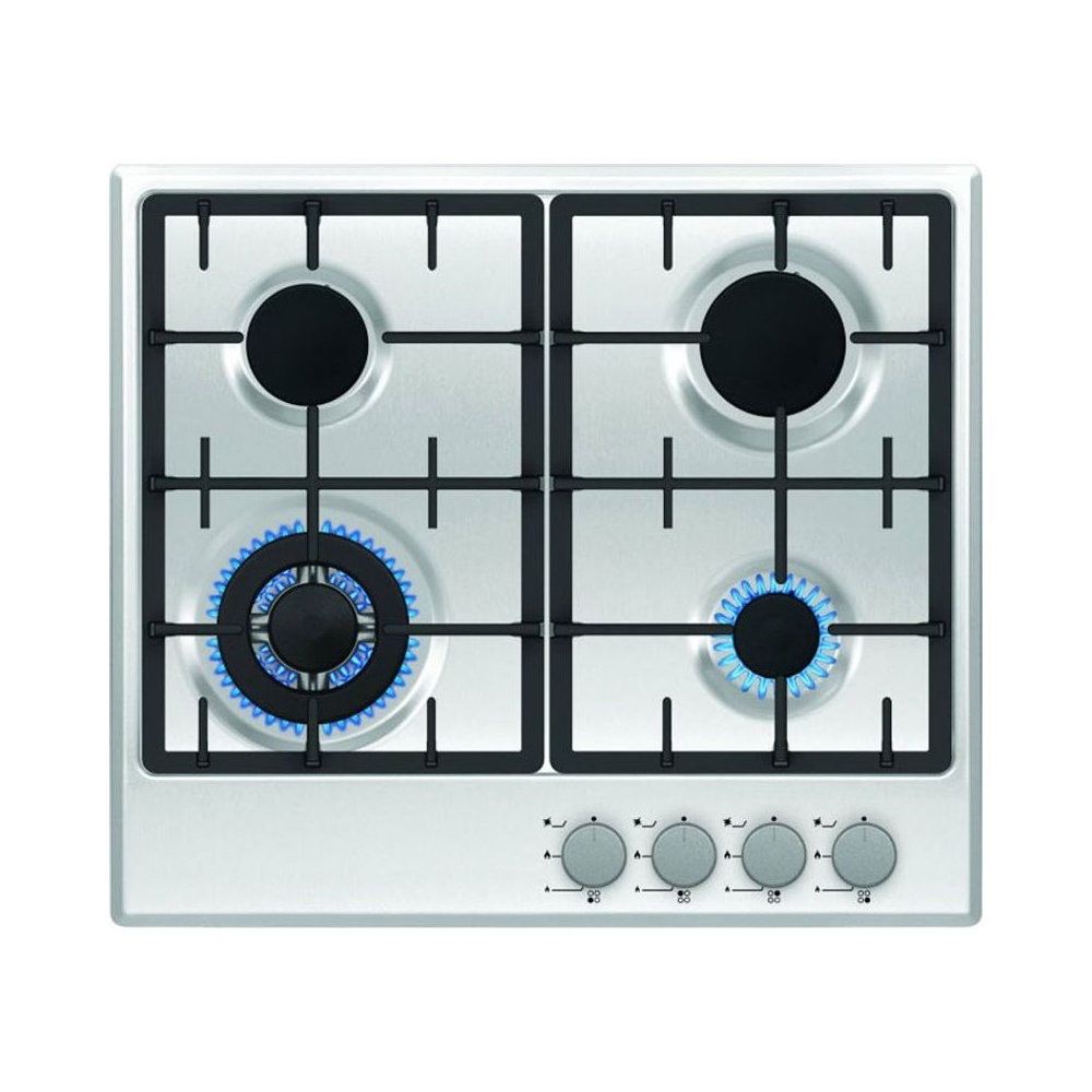 Plaque à Gaz 60 cm Inox, Grilles Fonte, Allumage Une Main Infinity (H 652 X)