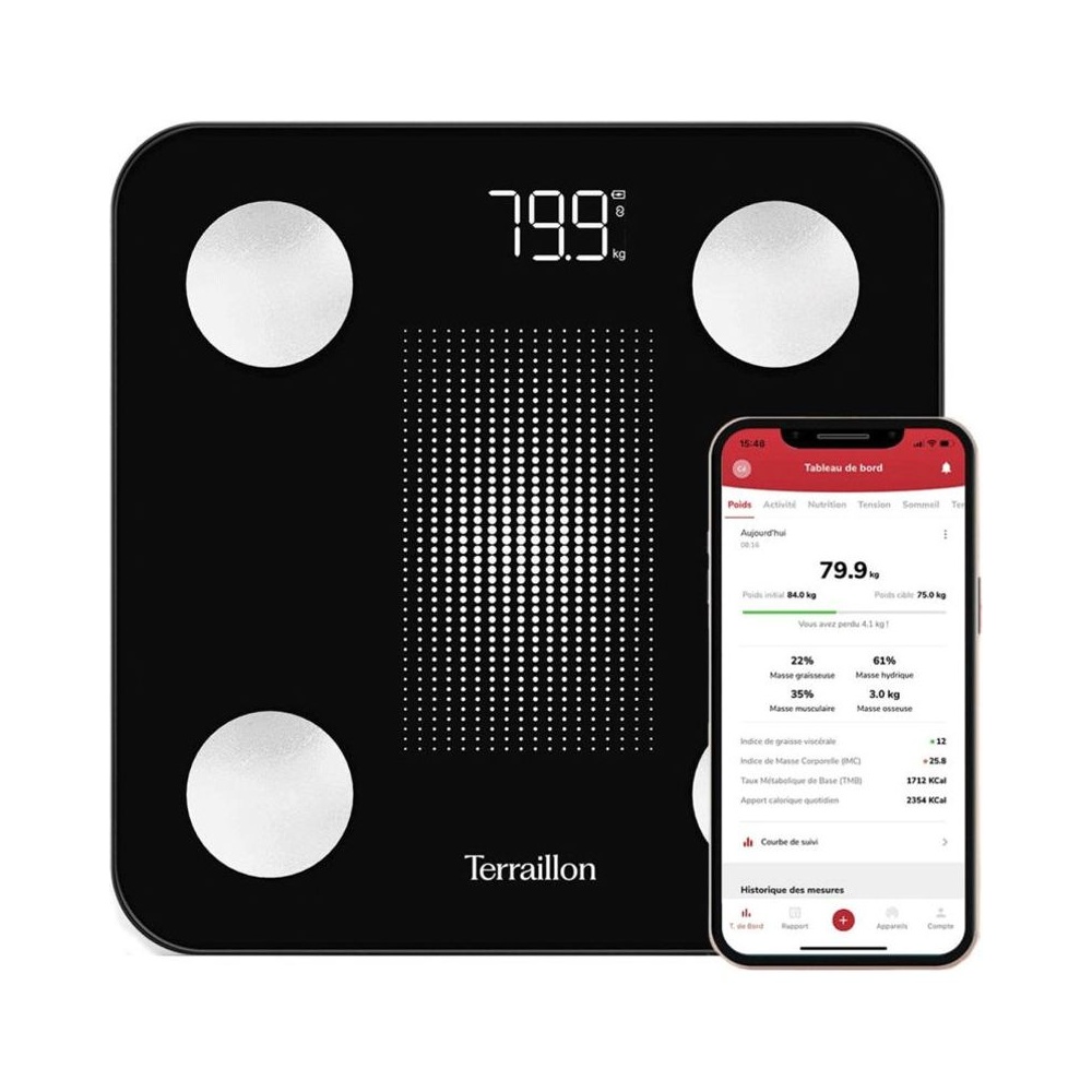 Pèse Personne Électronique Weight Connect Noir Terraillon
