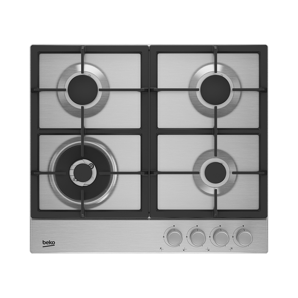 Plaque à Gaz Beko 60 cm 4 Feux dont Wok Fonte Inox