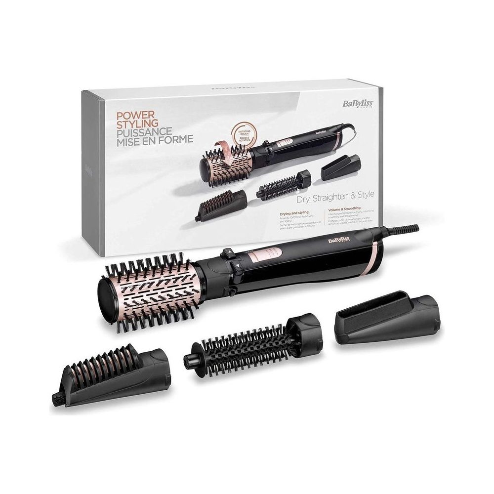Brosse Soufflante Rotative 1000 W Noir Ionic 4 Accessoires Babyliss
