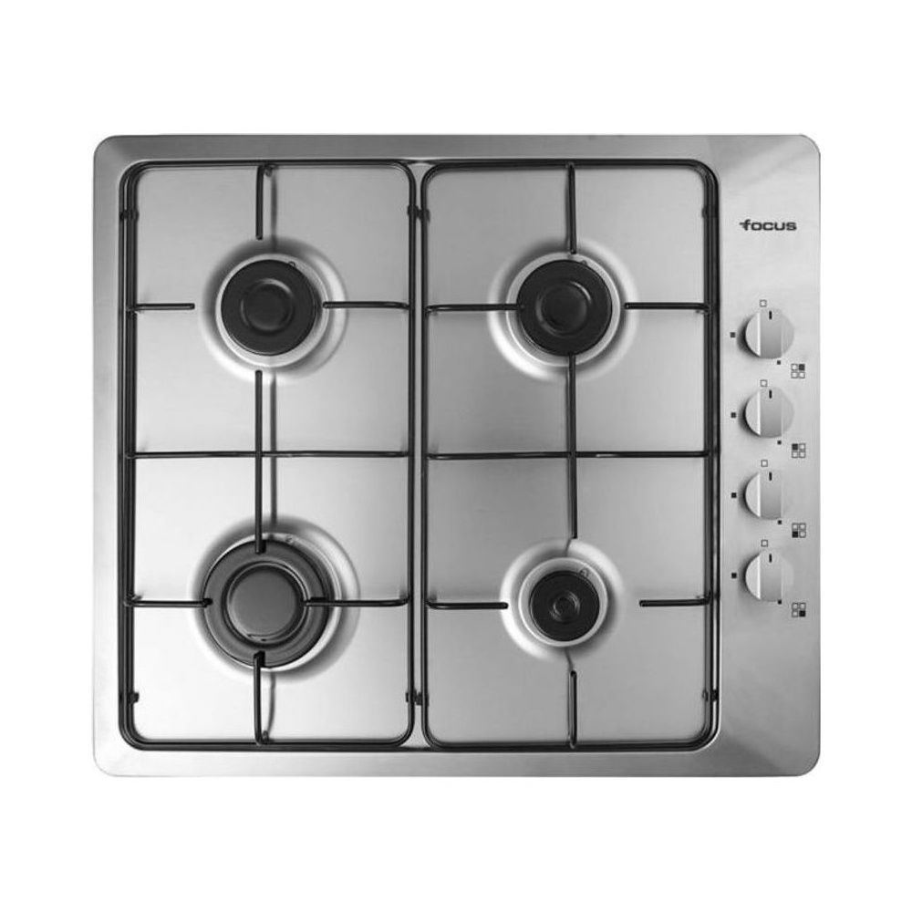 Plaque 4 Feux Gaz 60 cm Boutons Latéraux Inox Focus