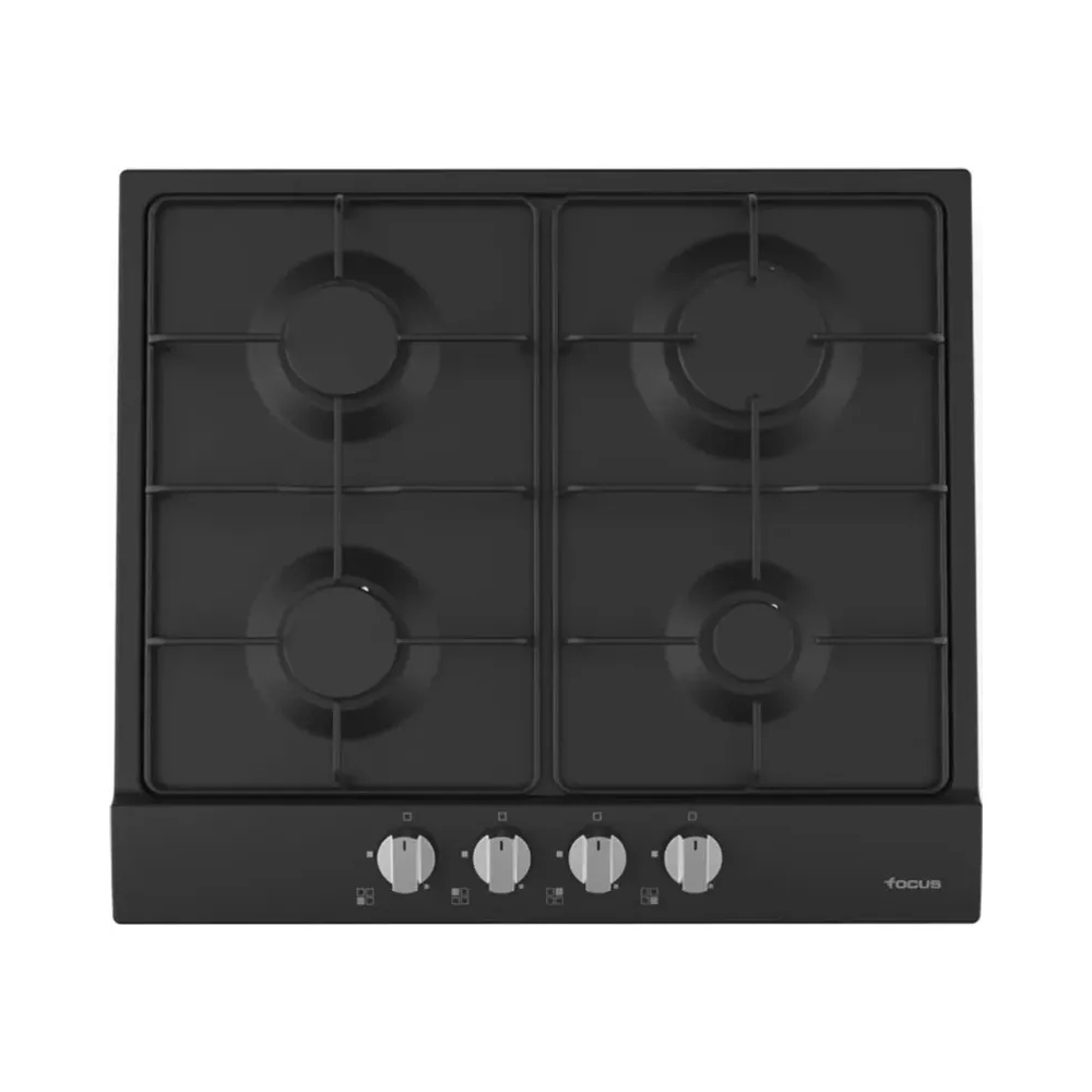 Plaque 4 Feux Gaz 60 cm Noir Mate Focus
