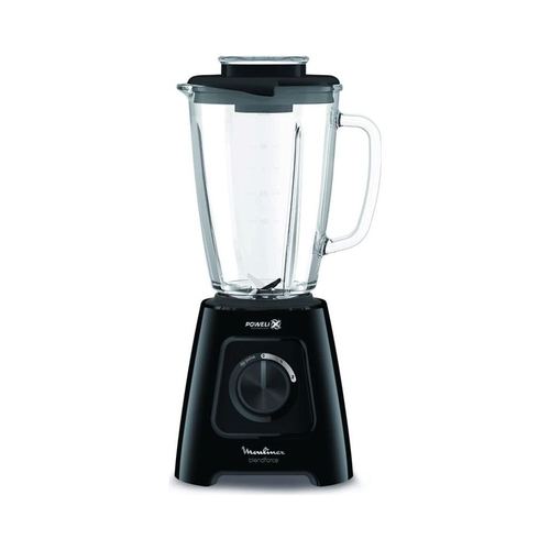 Blender 600 W Bol 1,75 L Noir en Verre + Bol en Plastique + Moulin à Café Moulinex