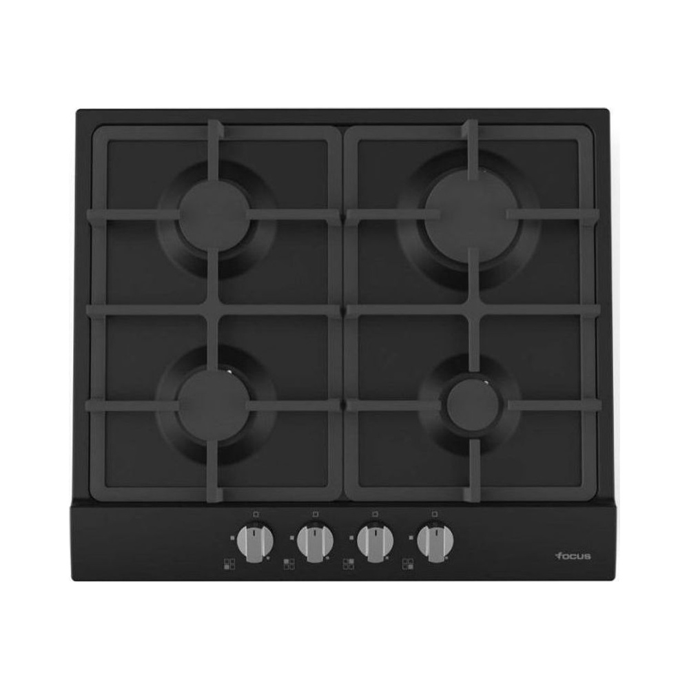 Plaque 4 Feux Gaz 60 cm Grilles Fonte Noir Mate Focus