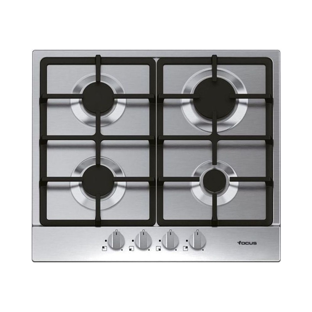 Plaque 4 Feux Gaz 60 cm Grilles Fonte Inox Focus