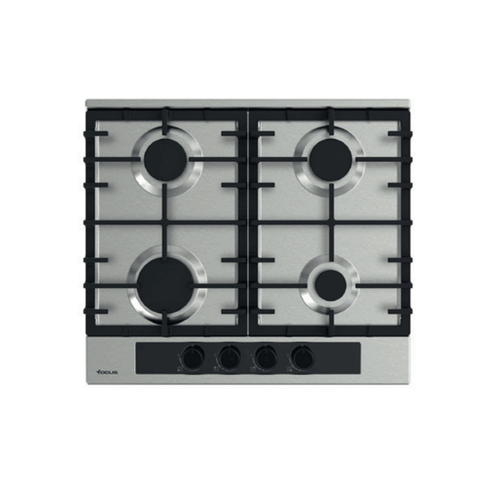 Plaque 4 Feux Gaz 60 cm Grilles Fonte Inox Focus (F.402X)