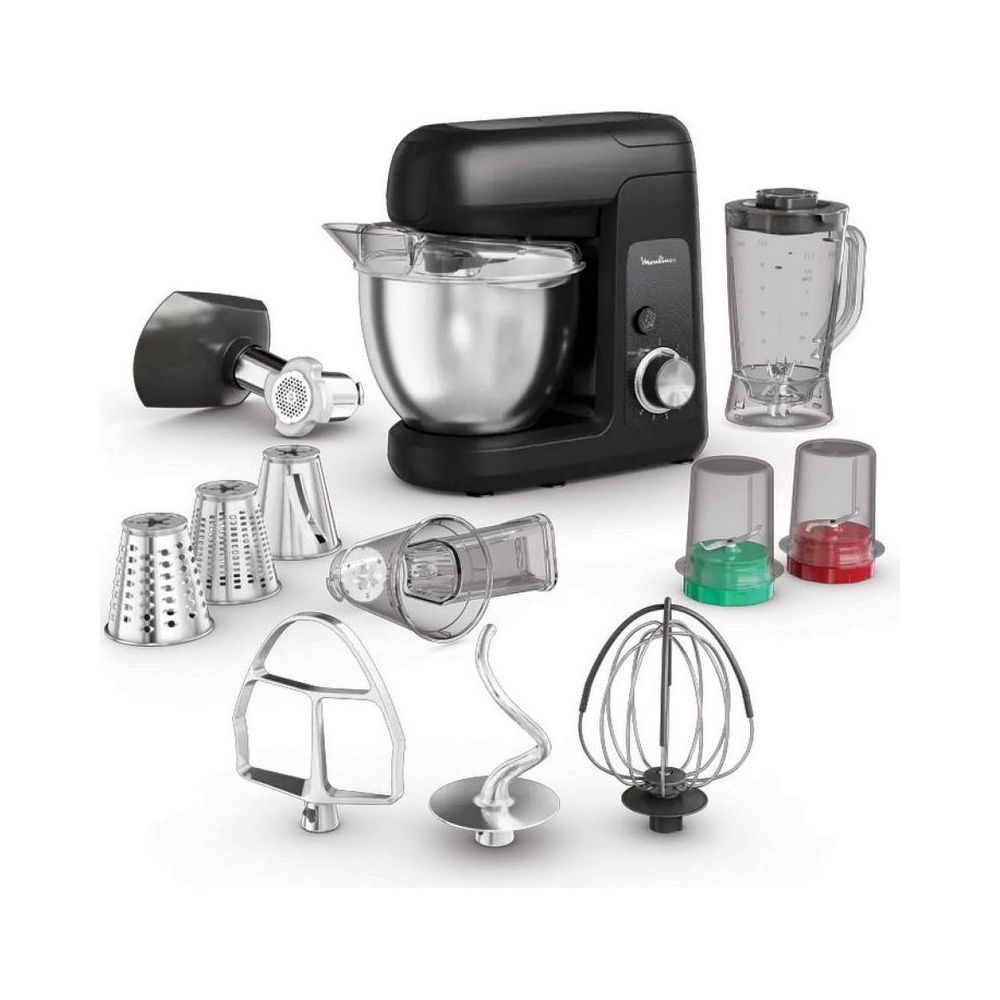 Robot Kitchen Machine 4,6 L 1100 W 8 Vitesses + Pulse Noir 8 Accessoires Moulinex