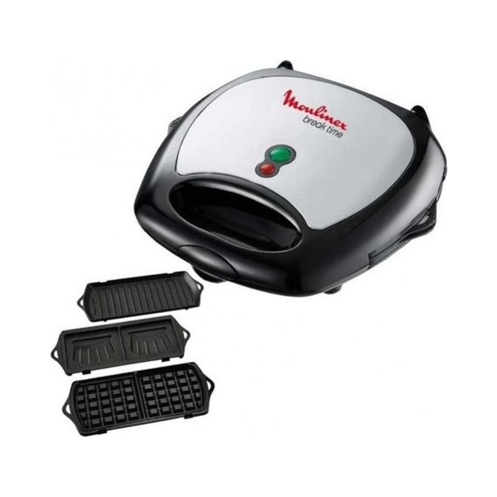 Gril Panini + Croque Monsieur + Gaufrier (3 en 1) 700 W Noir Moulinex