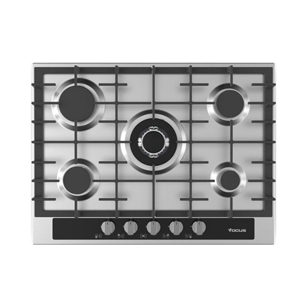 Plaque 5 Feux Gaz 70 cm Grilles Fonte Inox Focus (F.403X)