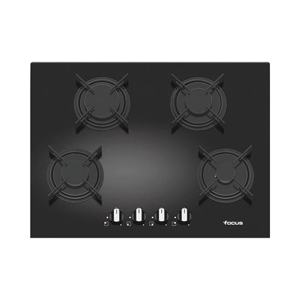 Plaque 4 Feux Gaz 70 cm Vitro Noir Focus