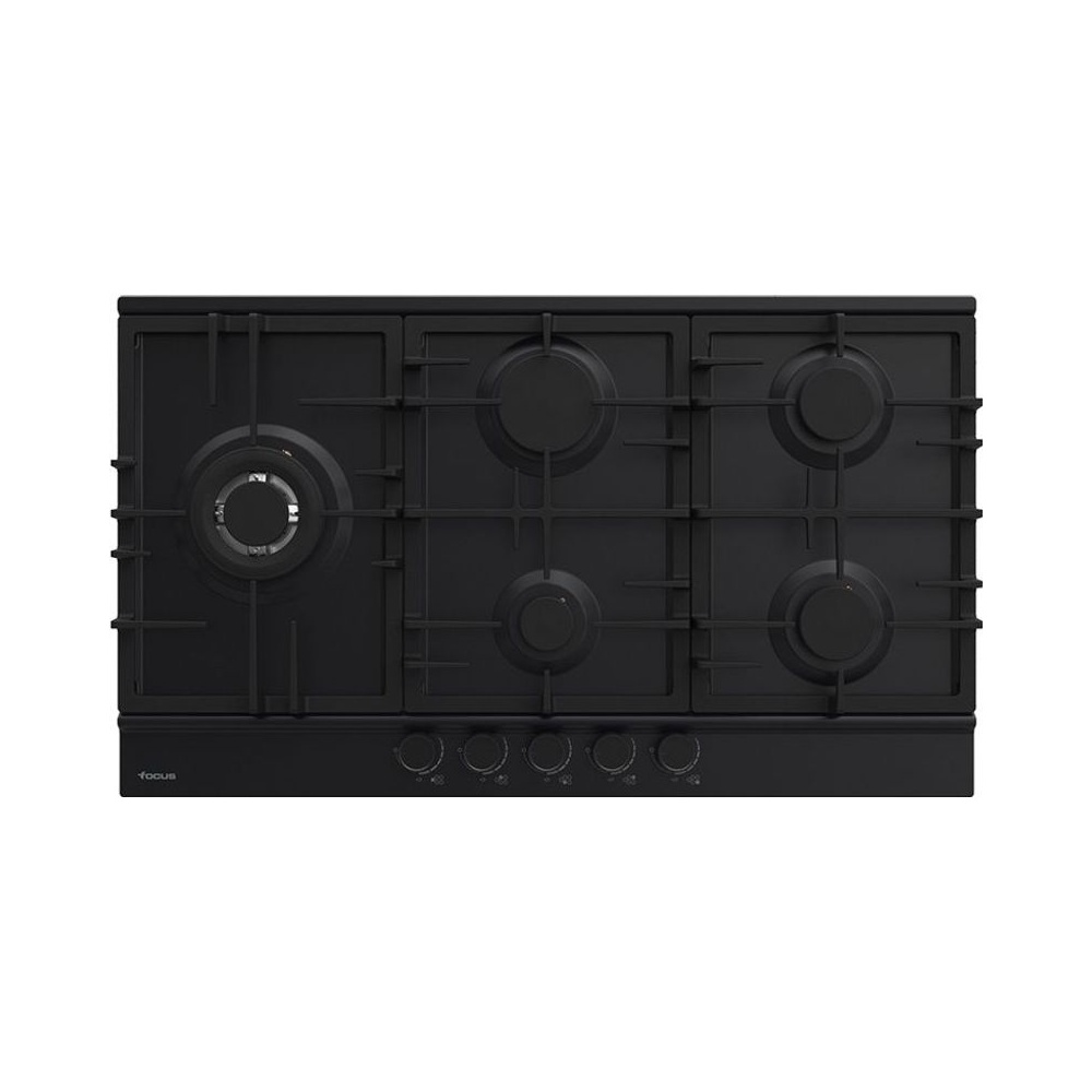 Plaque 5 Feux Gaz 86 cm Grilles Fonte Noir Focus