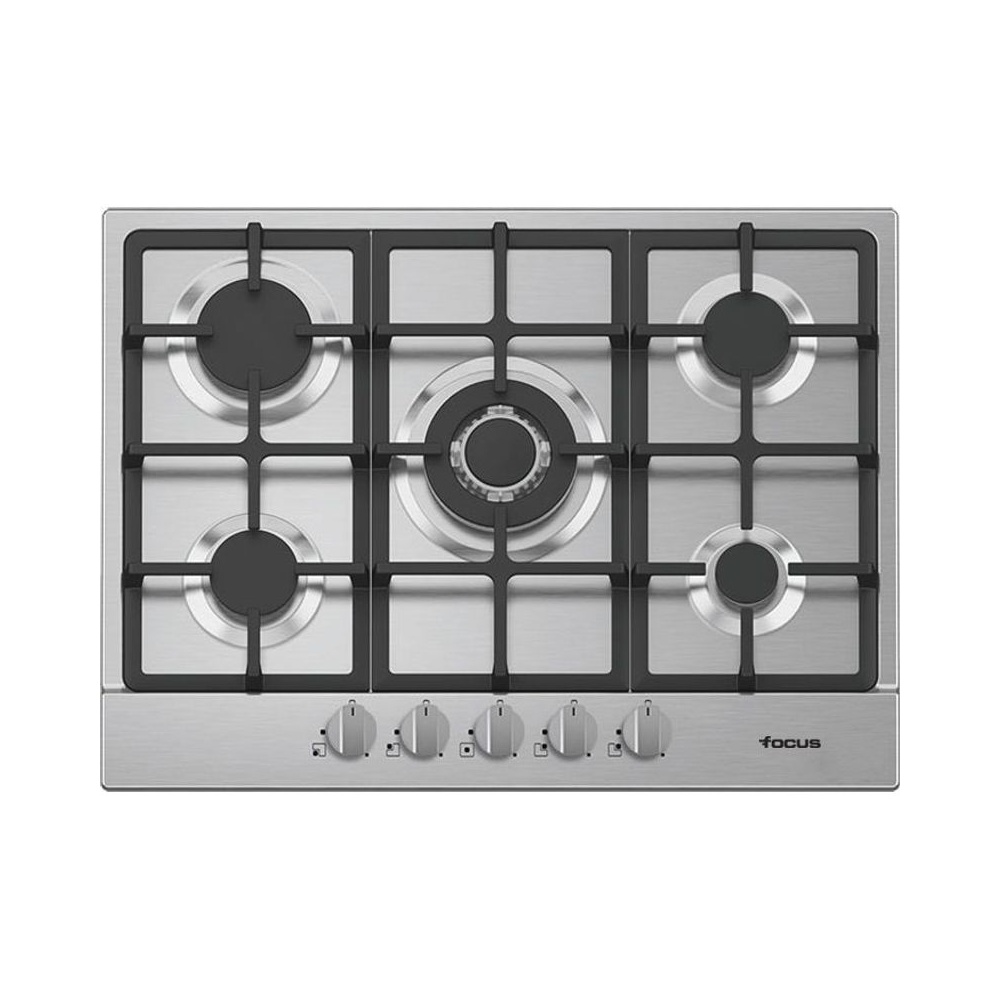 Plaque 5 Feux Gaz 86 cm Grilles Fonte Inox Focus