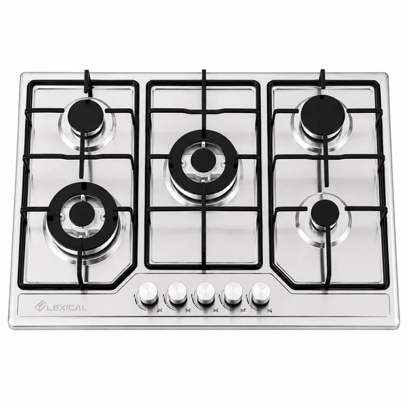 Plaque de Cuisson à Gaz Lexical 5 Feux Inox Fonte 86cm
