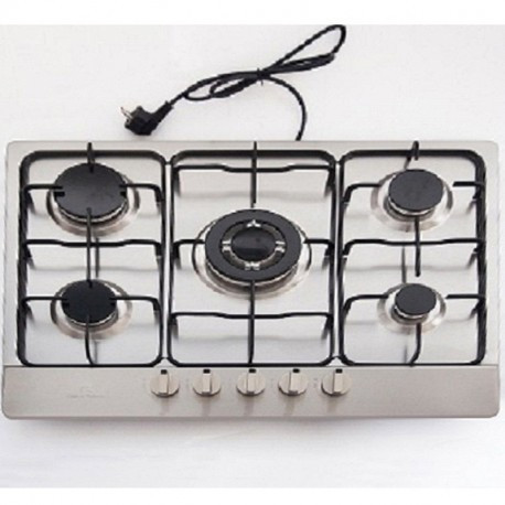 Plaque de Cuisson à Gaz Encastrable Galaxy Naturel 5 Feux Inox Allumage Électronique