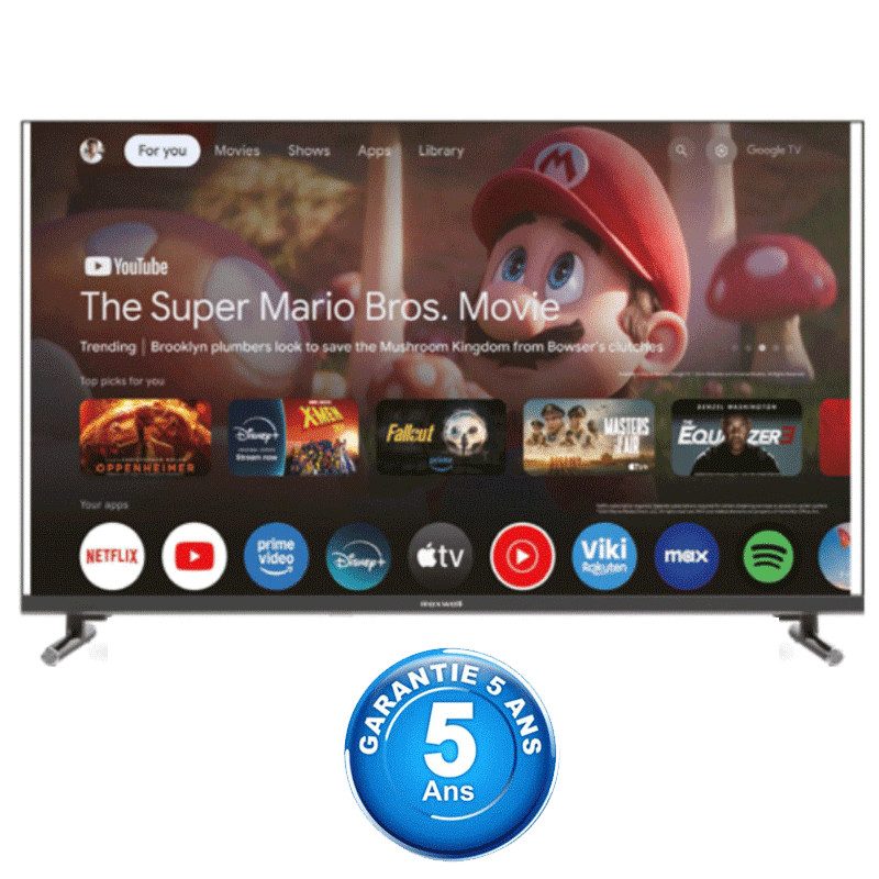 Téléviseur Maxwell MG60 65 pouces 4K UHD Google Smart TV Noir