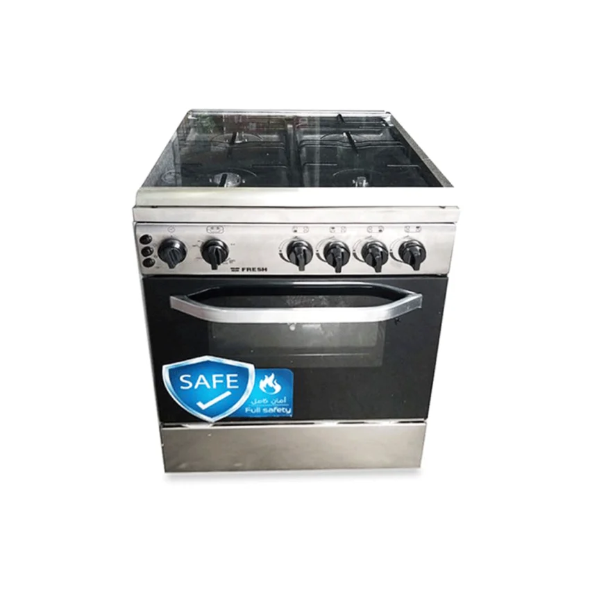 Cuisinière Gaz Fresh 4 Feux Inox avec Couvercle et Sécurité Gaz