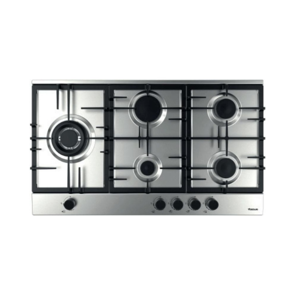 Plaque 5 Feux Gaz 86 cm Grilles Fonte Thermocouple Inox Focus